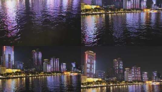 珠江夜景天字码头华夏大酒店8k高清在线视频素材下载