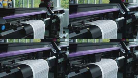 喷墨打印机工作中印在编织材料上的工业印刷高清在线视频素材下载