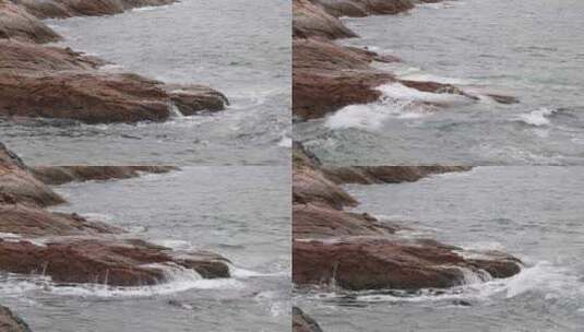 深圳海岸线-大梅沙礁石风起浪涌高清在线视频素材下载