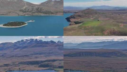 航拍新西兰亚历山大里纳湖高清在线视频素材下载