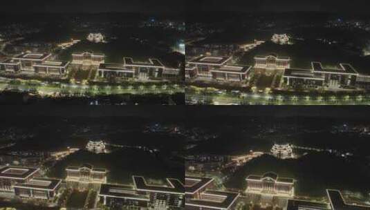 深圳光明校区中山大学夜景航拍学校建筑风光高清在线视频素材下载