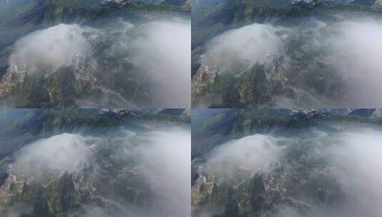 泰山高空云雾缭绕高清在线视频素材下载