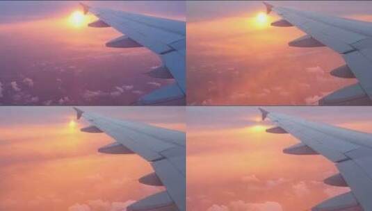 飞机舷窗外的太阳云海高清在线视频素材下载