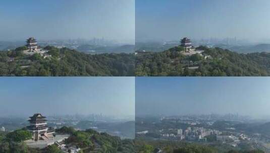 惠州挂榜阁航拍山峰寺庙森林风景红花湖景区高清在线视频素材下载