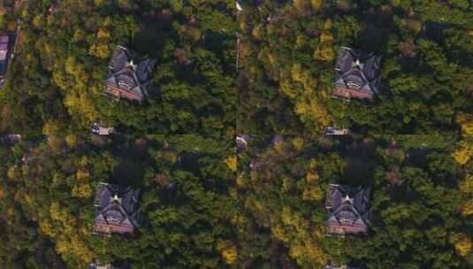 杭州风光吴山城隍阁景区航拍高清在线视频素材下载