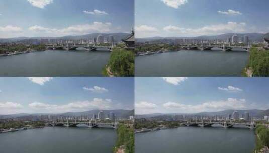 航拍大理城市风光高清在线视频素材下载