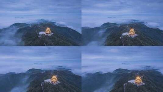 温州望海楼夜景云雾延时高清在线视频素材下载