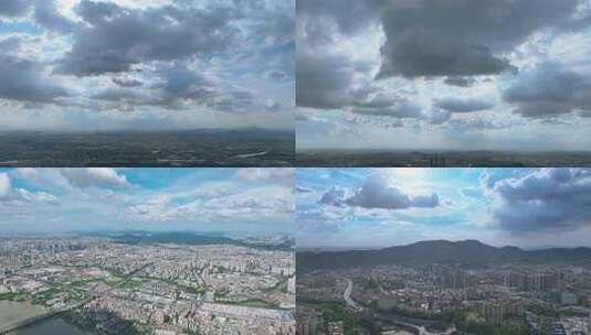 城市上空云层密布的航拍广州延时高清在线视频素材下载