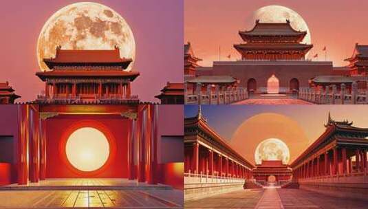 大气磅礴的宫殿 故宫紫禁城皇宫 三维动画高清在线视频素材下载