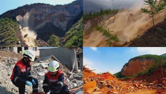 泥石流自然灾害的破坏性瞬间高清在线视频素材下载