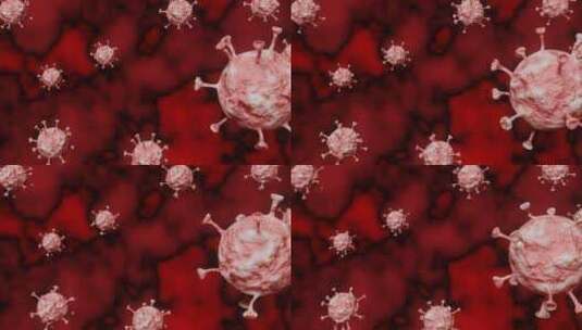 红色冠状病毒细胞动画高清在线视频素材下载