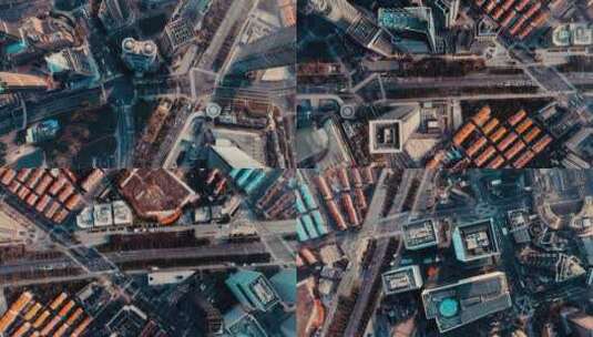 俯拍上海城市建筑风光高清在线视频素材下载