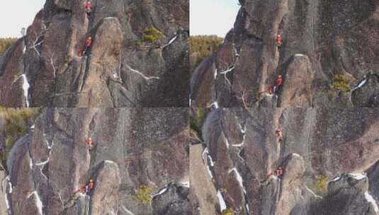登山者攀登山峰高清在线视频素材下载