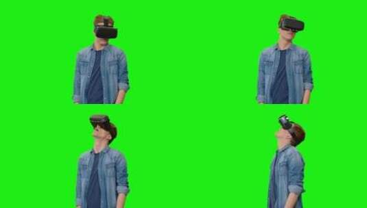 年轻人体验虚拟现实技术高清在线视频素材下载
