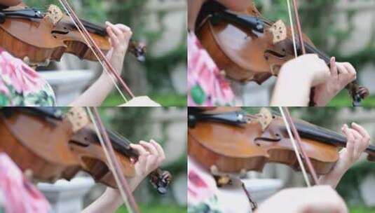 拉小提琴升格打特写无面部高清在线视频素材下载