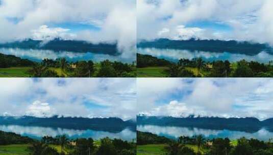 热带湖泊上空的云层高清在线视频素材下载