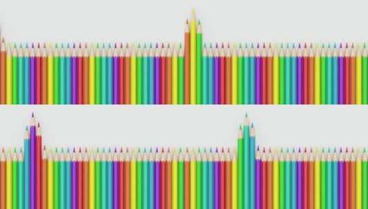 一排彩色铅笔与白色背景 3D渲染高清在线视频素材下载