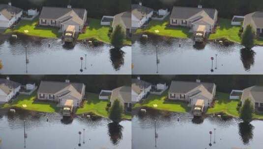 洪水泛滥的社区高清在线视频素材下载