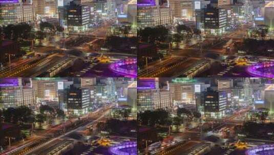 名古屋市夜街城市交通延时高清在线视频素材下载