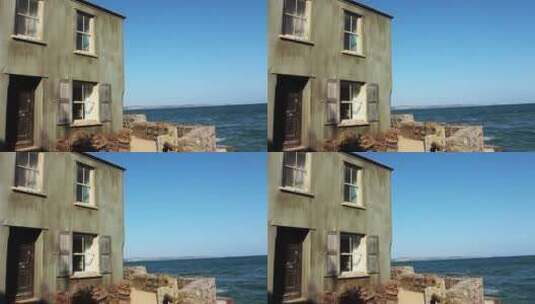 渔村的老房子靠近海边高清在线视频素材下载
