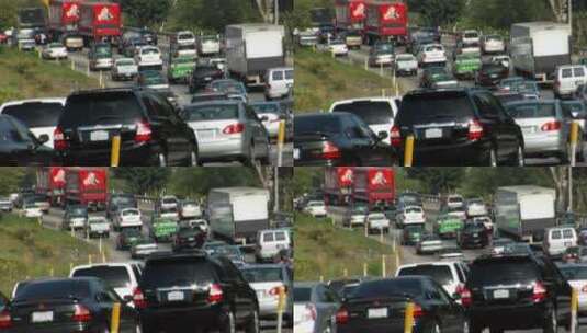 车辆在拥挤的高速公路上前行高清在线视频素材下载