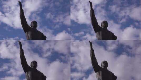 蓝天白云下的列宁雕像高清在线视频素材下载