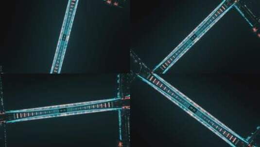 4K上海航拍卢浦大桥夜景正俯视旋转降低中景高清在线视频素材下载