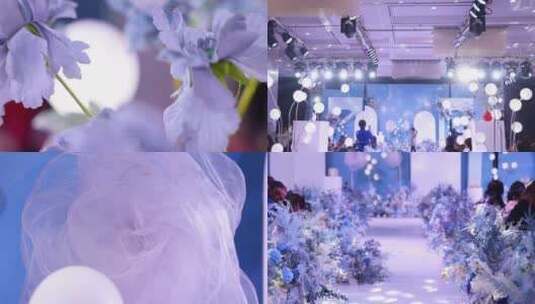 唯美蓝色浪漫婚礼装饰酒店宴席合集4k实拍高清在线视频素材下载