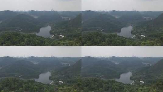 贵阳黔灵山4A景区黔灵湖航拍高清在线视频素材下载