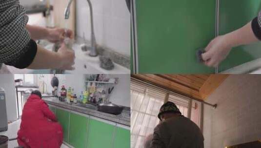 擦厨房窗户家庭清洁油污卫生家务 4k实拍高清在线视频素材下载
