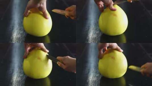 水果美食切柚子展示高清在线视频素材下载