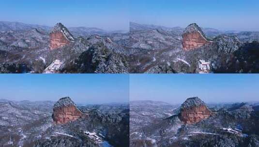 雪景天水麦积山石窟高清在线视频素材下载