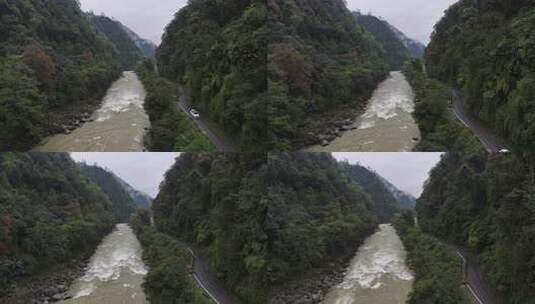 云南怒江州贡山县独龙江河谷边境公路航拍高清在线视频素材下载