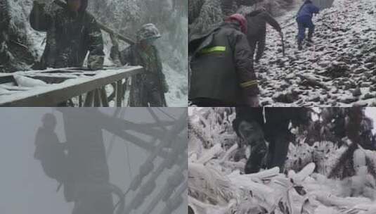 冰雪灾害电力抢修 历史素材高清在线视频素材下载