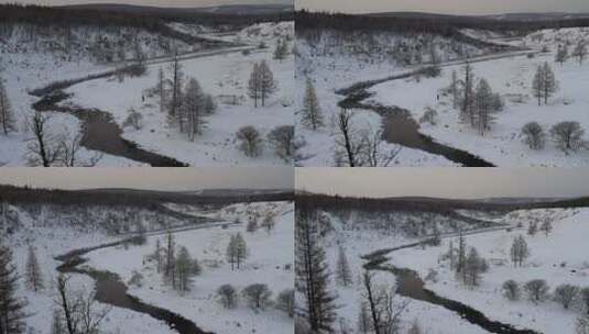 内蒙古阿尔山不冻河风光高清在线视频素材下载