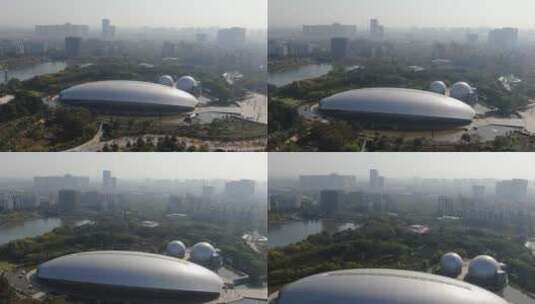 城市航拍南京科技馆地标建筑高清在线视频素材下载