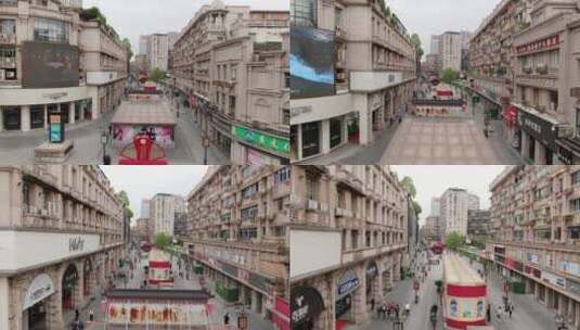 江西南昌胜利路步行街航拍高清在线视频素材下载