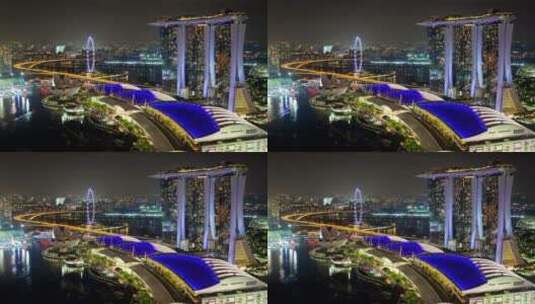 夜间的城市景观和港口高清在线视频素材下载