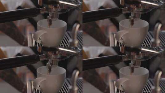 将牛奶倒入一杯浓咖啡特写高清在线视频素材下载
