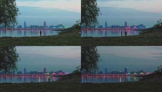 江西南昌朝阳大桥城市延时大桥夜景延时摄影高清在线视频素材下载