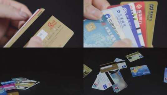 各种银行卡储蓄卡信用卡 预防诈骗警示4k高清在线视频素材下载