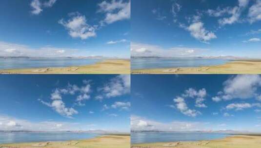 冬格措纳湖上高原蓝天空延时高清在线视频素材下载