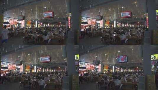杭州滨江啦喜街美食街高清在线视频素材下载