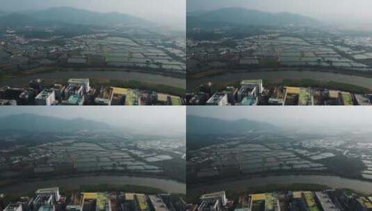 农田视频香港落马洲水产养殖区深圳河套风光高清在线视频素材下载