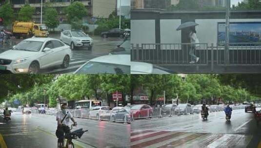 城市下雨-街道上的生活气息高清在线视频素材下载
