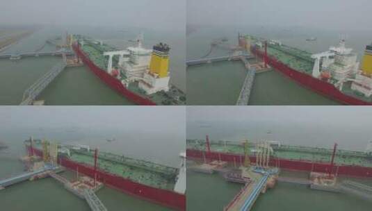 城市航拍 天津港口 码头停靠的货轮高清在线视频素材下载
