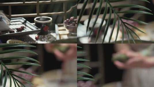 中国传统节日端午节包粽子升格实拍高清在线视频素材下载