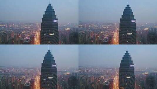 绍兴世茂天际中心建筑夜景,大楼著名景点高清在线视频素材下载