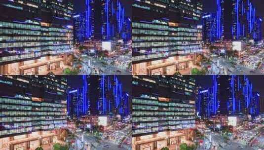 晚上深圳天安云谷智慧园区现代办公大楼航拍高清在线视频素材下载