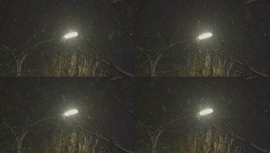飘雪下的路灯高清在线视频素材下载